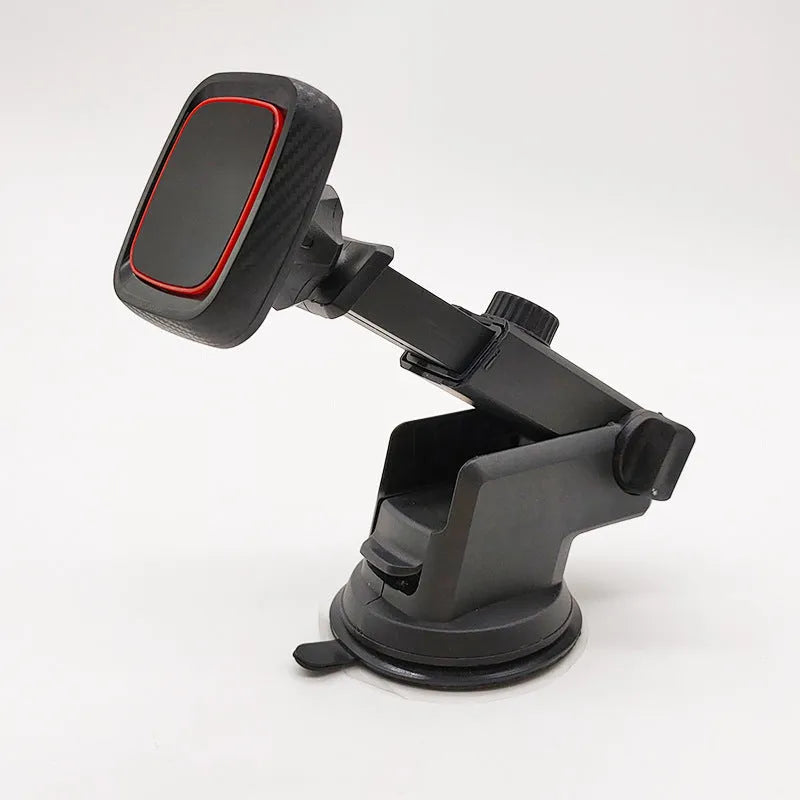 Black universal car phone holder mounted on vehicle air vent with adjustable clamp and 360-degree rotation mechanism