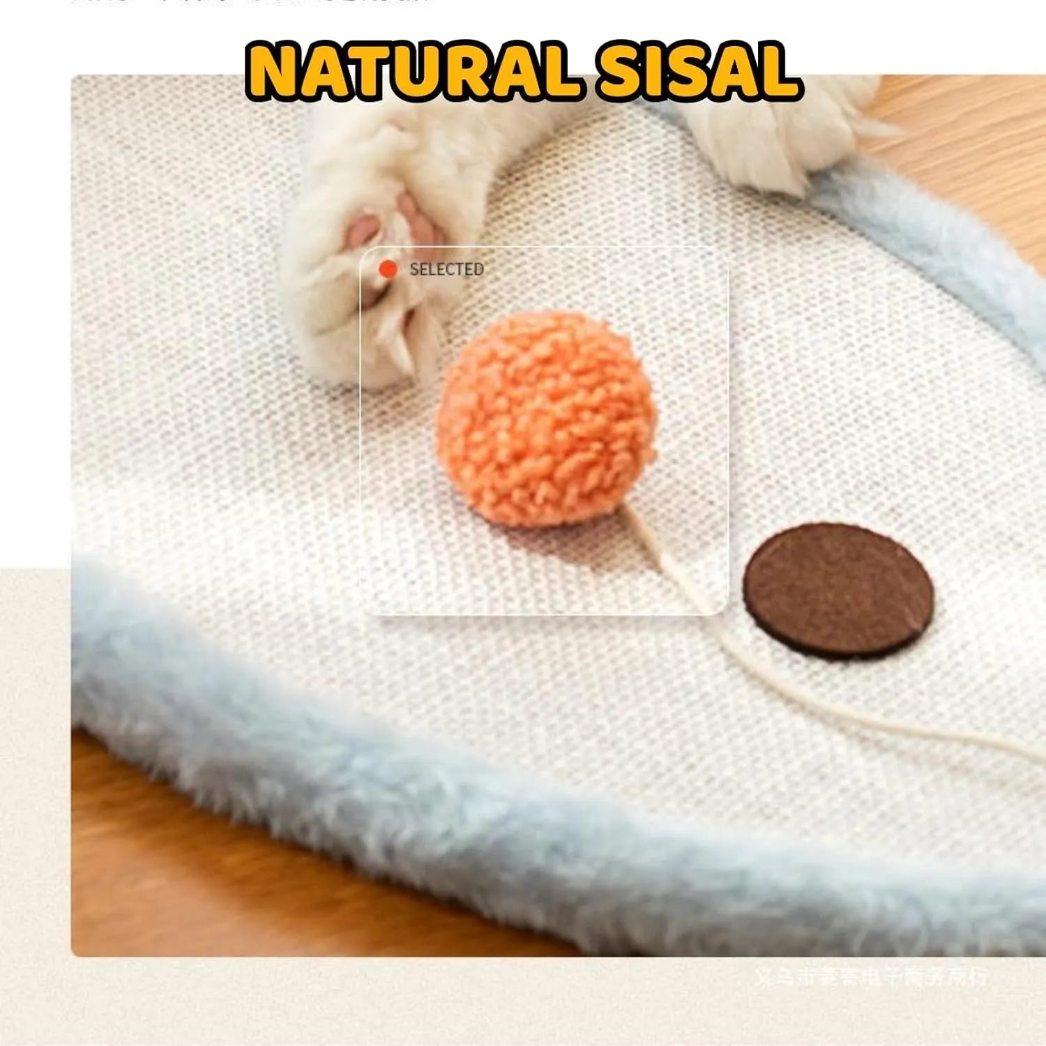 Cartoon sleeping cat design sisal scratching mat mounted on wall for indoor cats