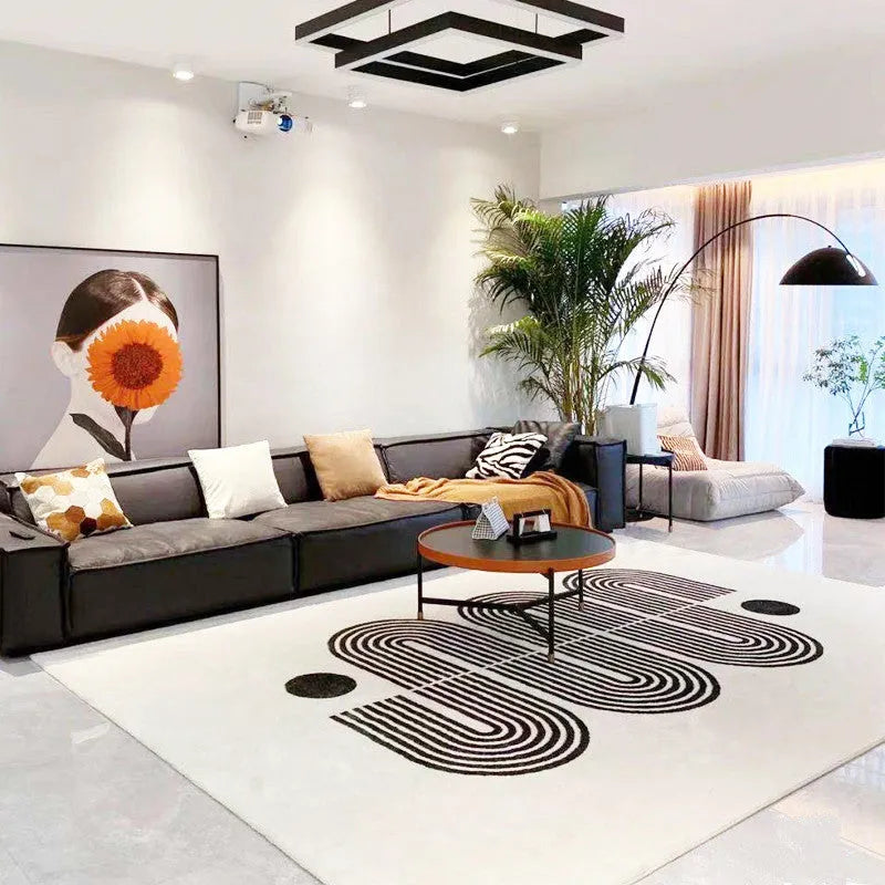 Geometric pattern blended rectangle living room carpet in European American style, available in sizes from 60x90cm to 200x300cm