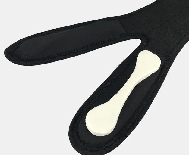 Patella knee support band with EVA shock pad, perforated rear knee, in black, grey, blue or pink