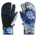 Three-finger waterproof ski gloves in checkered polyester, unisex design for winter sports