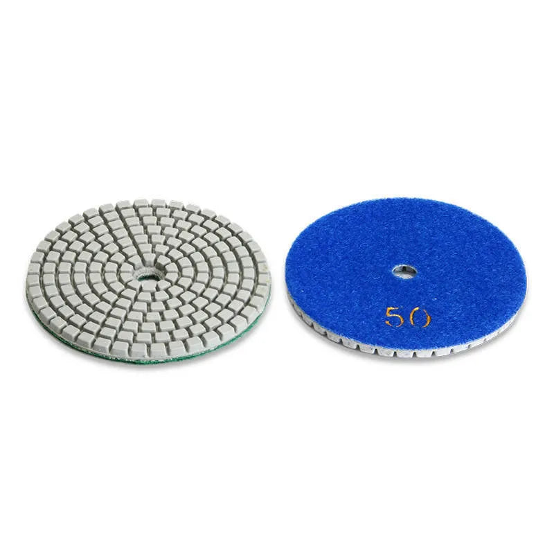 Set of 10 emery polishing discs with 80mm diameter for stone and concrete surface polishing.