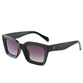 Fashion sunglasses with UV400 protection, bright black frame, black grey film lens, textured PC frame, non-shaven temple design, adult unisex