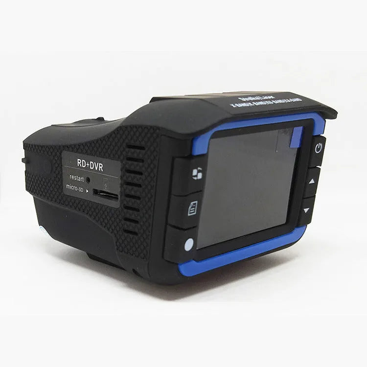Blue VG3 electronic dog dashcam flow radar detector, 84x45x54mm, 390g, under-rearview-mirror mount