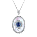 925 sterling silver geometric pendant necklace with platinum gold finish, adjustable o-chain 41-50cm for women
