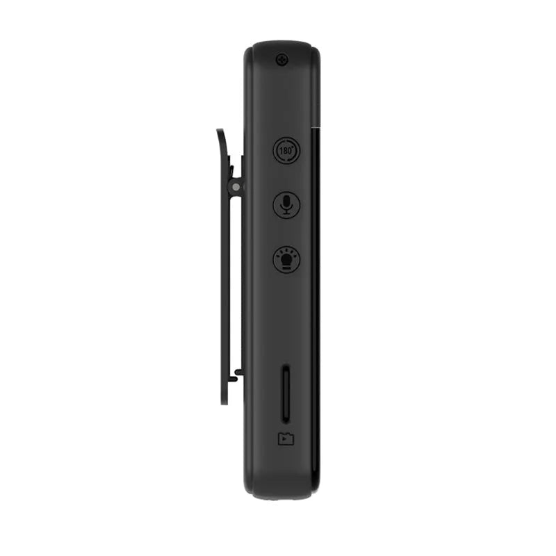 Black HD camera recorder with back clip and magnetic mount, including 16GB memory card