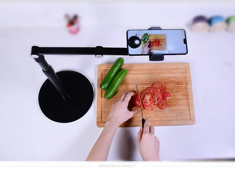 Telescopic lifting alloy stand for mobile phone and tablet live broadcast and bedside use