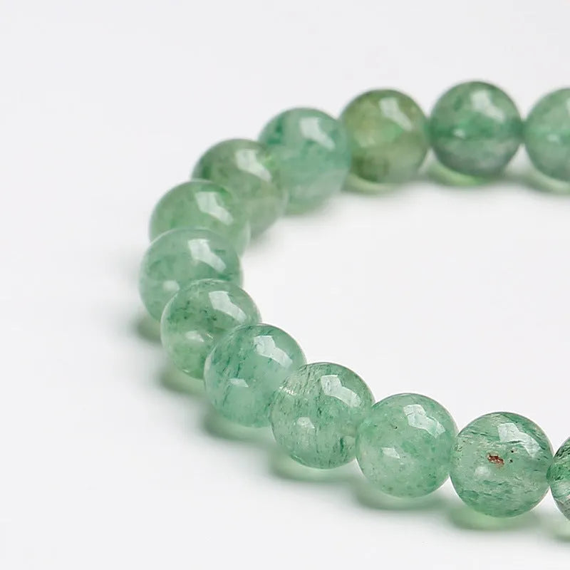 Green strawberry quartz Chinese style geometric bracelet hand-woven with 7.5mm stones