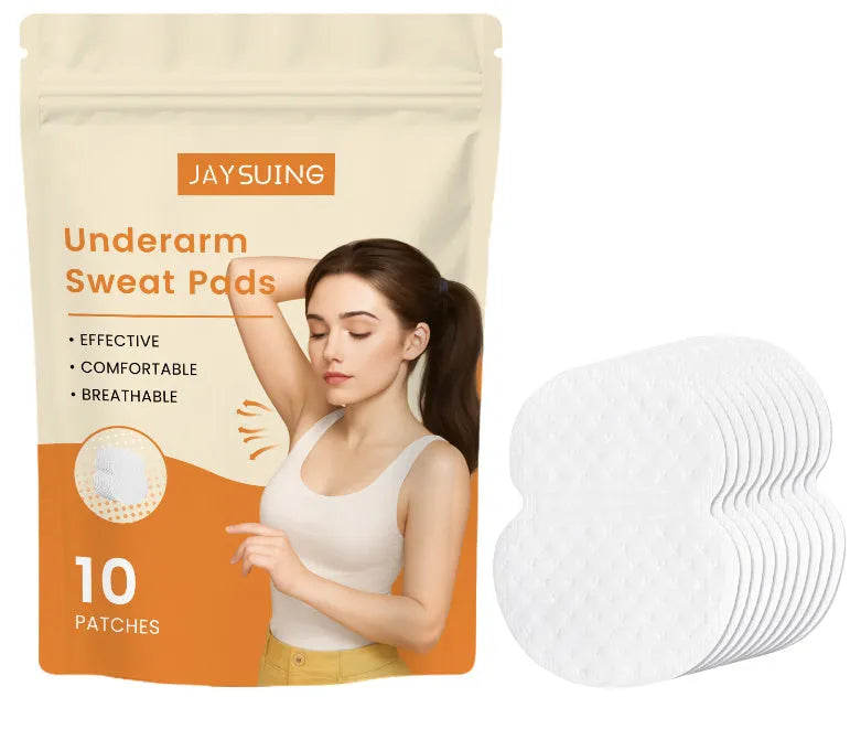 Pack of 10 underarm sweat absorbing patches with hydrogel and vitamin E formula