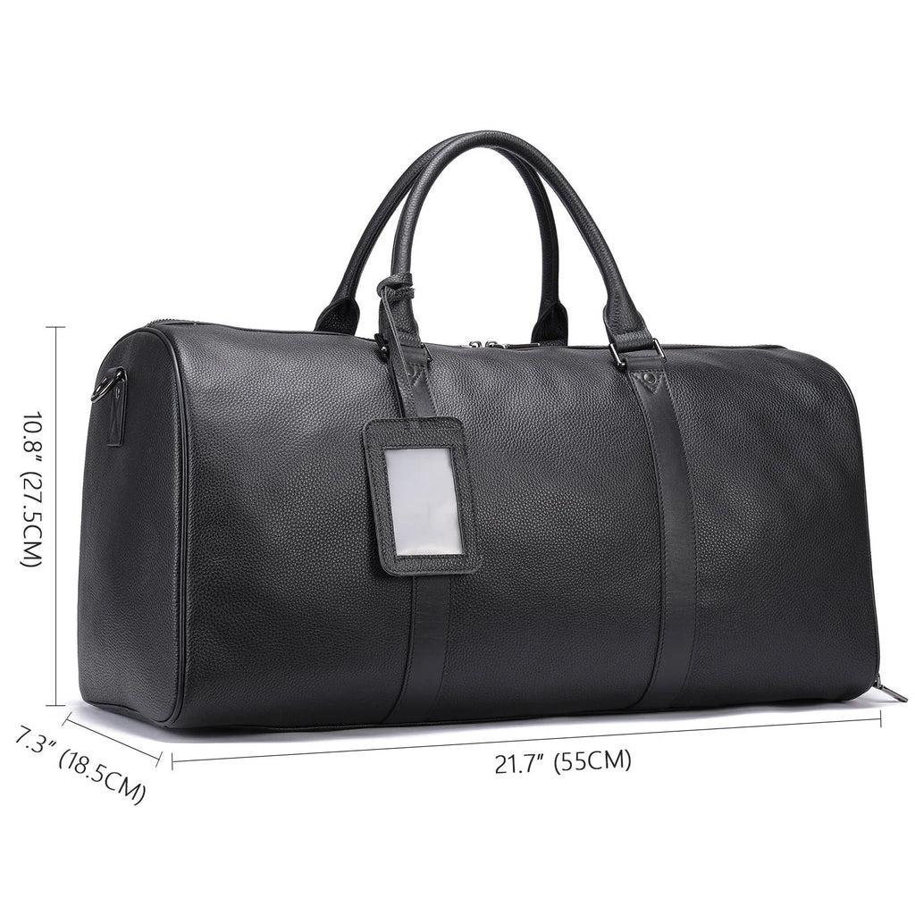 Men's large leather tote bag in black or coffee colour with single strap.