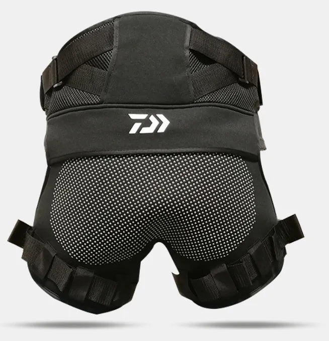 Black 3mm cotton sea fishing hip protector with adjustable buckle belt and non-slip rubber dots