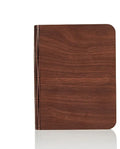Solid wood book light in three sizes with USB cable, showing white and warm white light options.