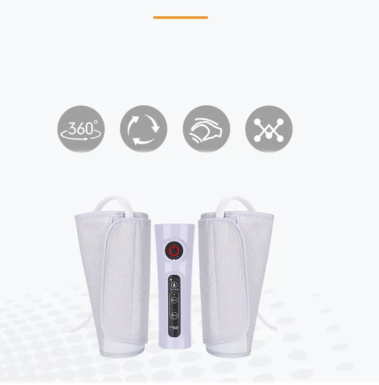 Automatic air wave calf massage machine in grey with pneumatic wrap and control panel