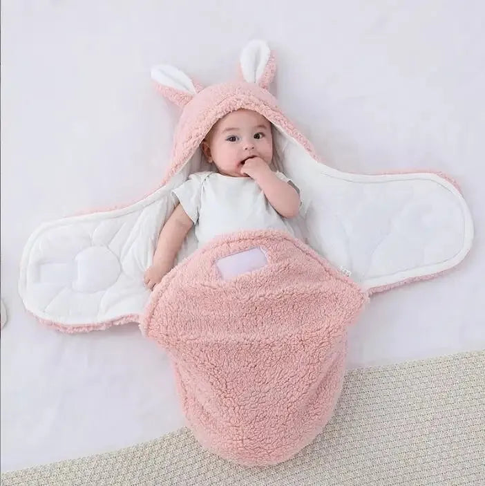 Adjustable baby sleeping bag with fleece swaddle design in unisex colours
