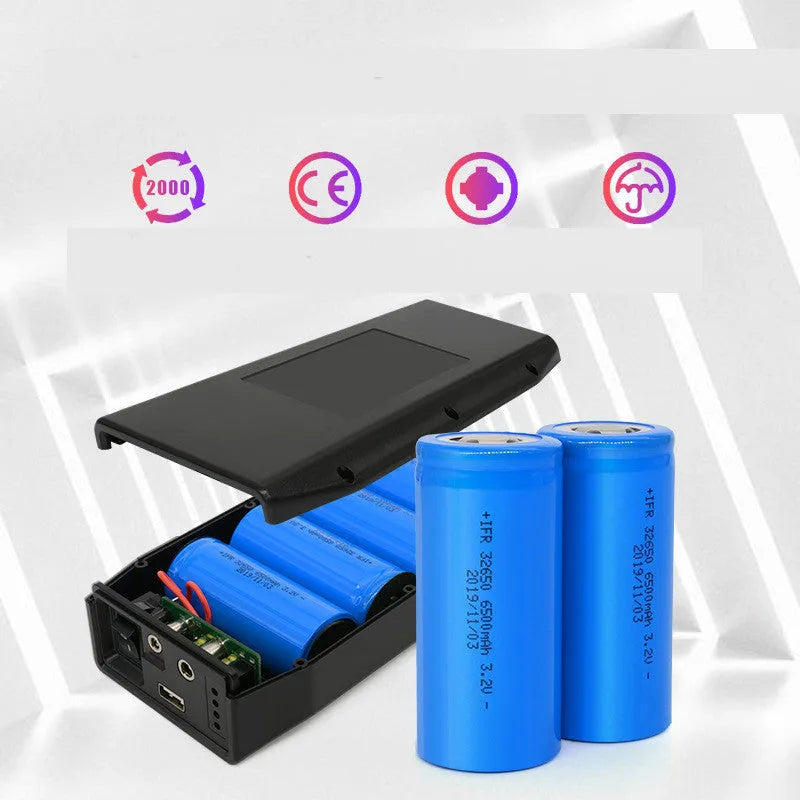 LF4100 compact black 12V lithium iron phosphate battery with charger and cables