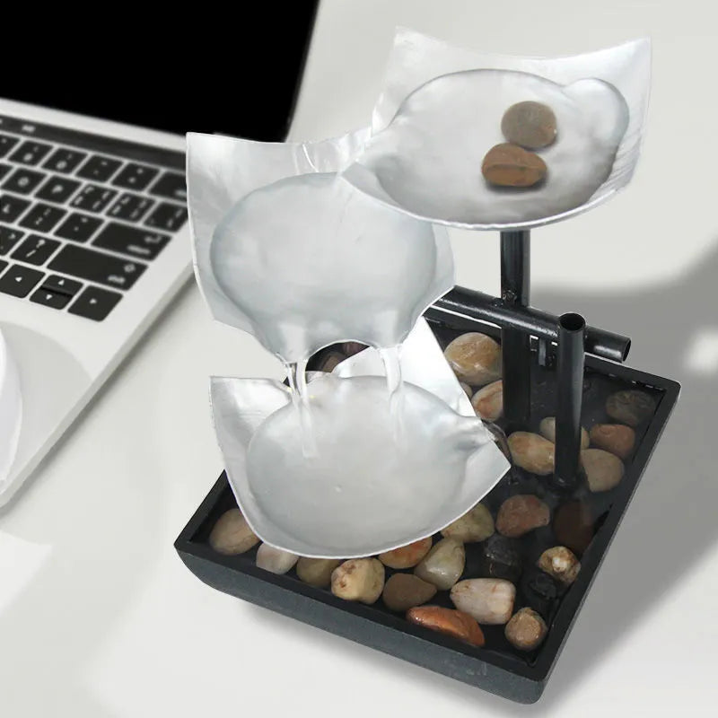 Modern minimalist desktop water fountain ornament in JR001 colour with alloy and plastic construction