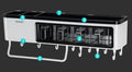 White plastic multi-function wall-mounted kitchen storage rack holding utensils and seasoning bottles