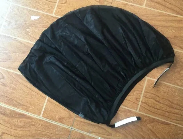 Pair of black polyester mesh car side sunshades – L 75x45cm and XL 80x50cm fit rear windows