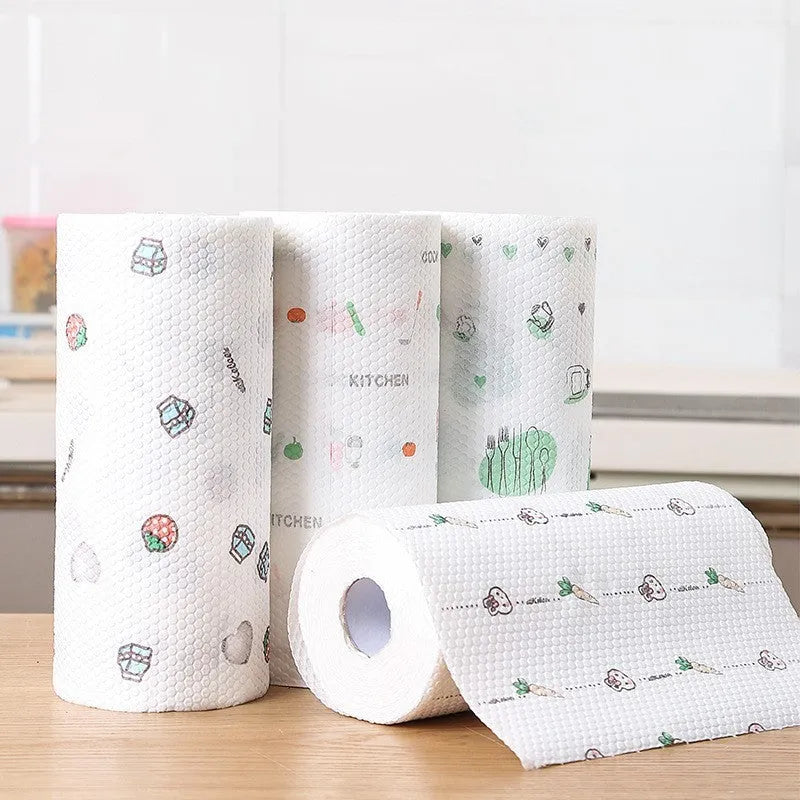 Disposable non-woven rag 23x25cm wood pulp PP fabric roll on surface