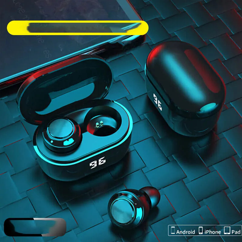 Black in-ear stereo Bluetooth headset with NFC touchpoint for instant pairing.