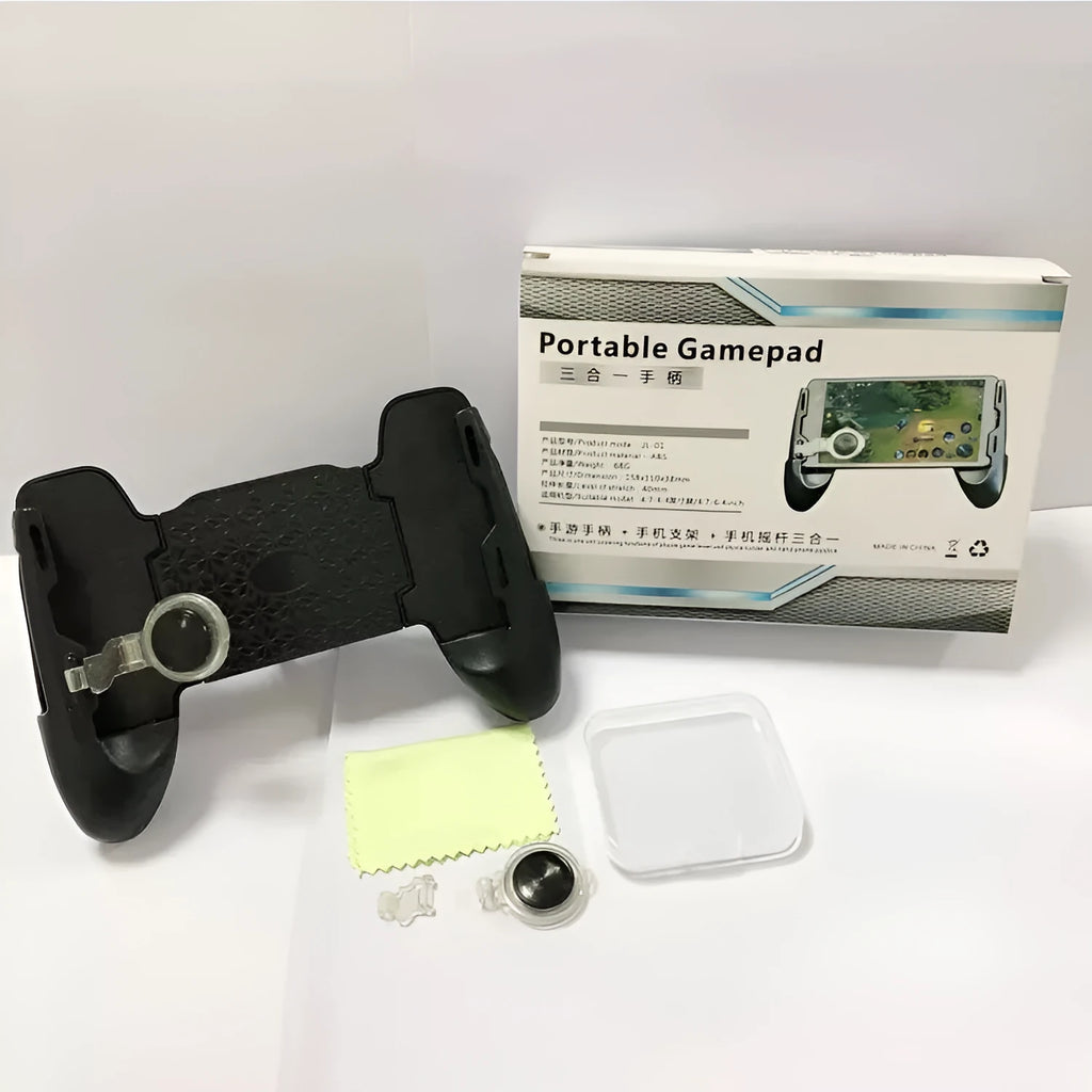 Black three-in-one game handle JL-01 with folding suction cup, phone holder bracket and charging ports