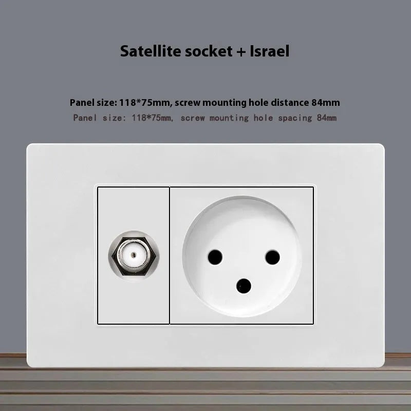 White 118 type 16A Israel socket panel with flame retardant protection and phosphor bronze conductors