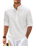 Men's stand collar pullover shirt with pineapple texture in polyester fabric, loose fit, available in multiple colours