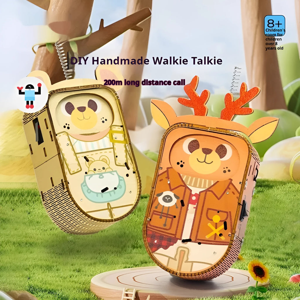 Handmade wooden scientific gift box with bear deer model toy for teenagers educational play