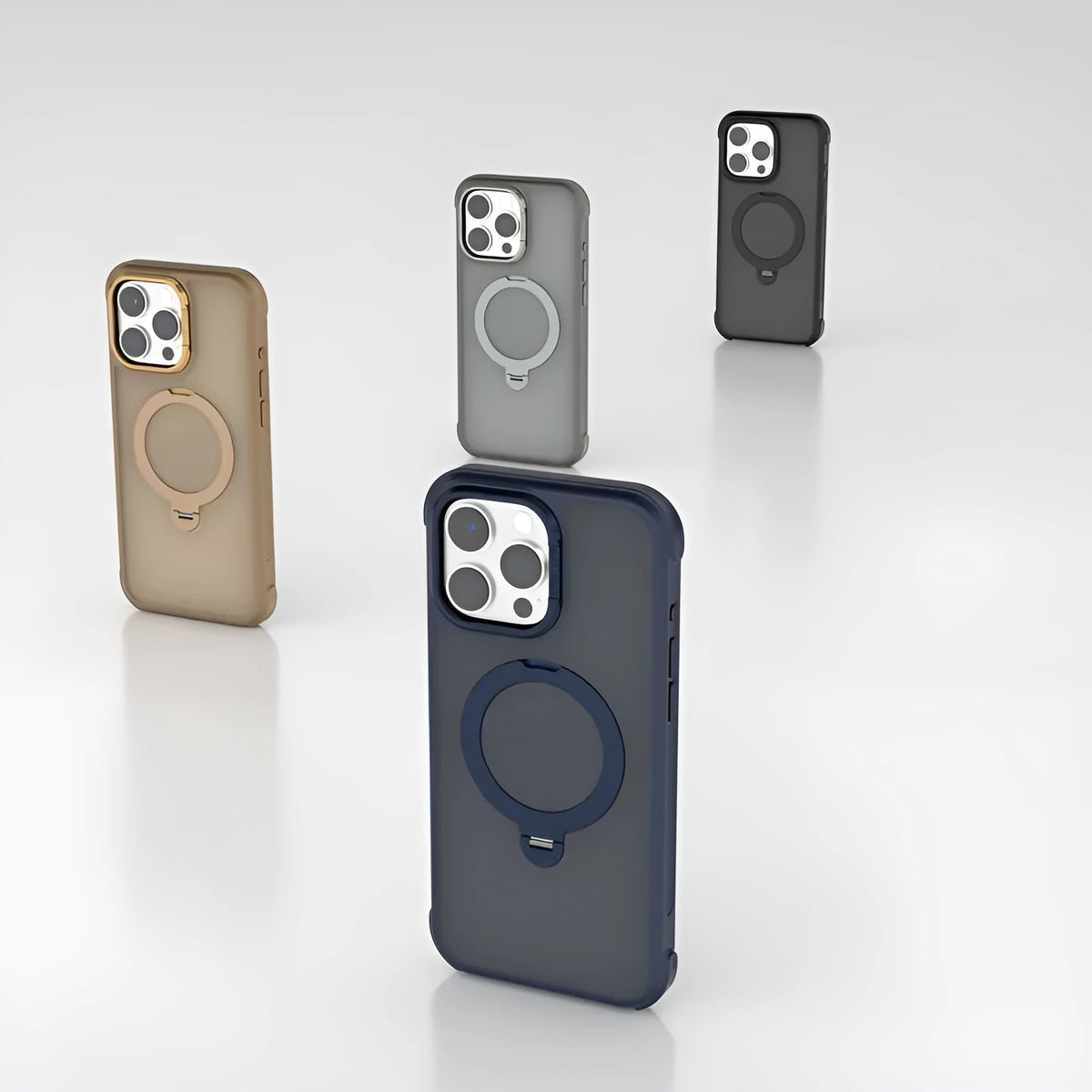 Magnetic suction frosted phone case for iPhone 16 series with bracket, TPU PC metal, seven colours