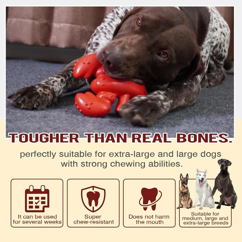 Red large nylon dog chew toy for aggressive chewers on a white background.
