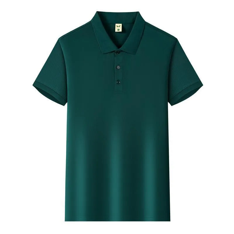 Ice Silk short sleeve lapel business shirt in multiple colours on a hanger.