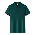Ice Silk short sleeve lapel business shirt in multiple colours on a hanger.