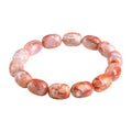 Natural cherry agate barrel bead bracelet with ruyi decorative elements