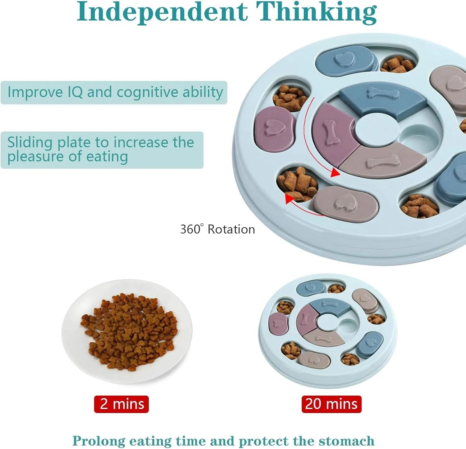 Dog puzzle feeder toy with sliding parts in blue, 28.5cm, for slow feeding and IQ training
