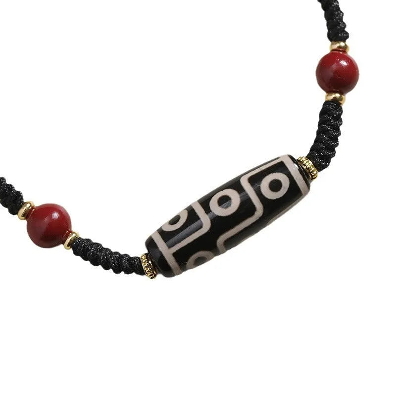 Tibetan agate dzi bead men's bracelet with shrinkable adjustable design in couple style