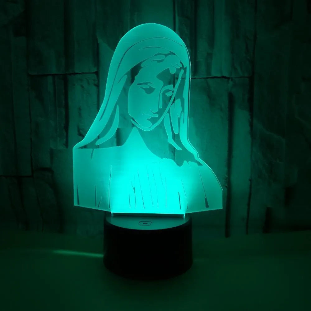 3D LED night light showing laser-engraved acrylic creating stereoscopic dual ring patterns