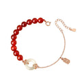 Women's sterling silver 925 bracelet with peace buckle charm and traditional Xiangyun design