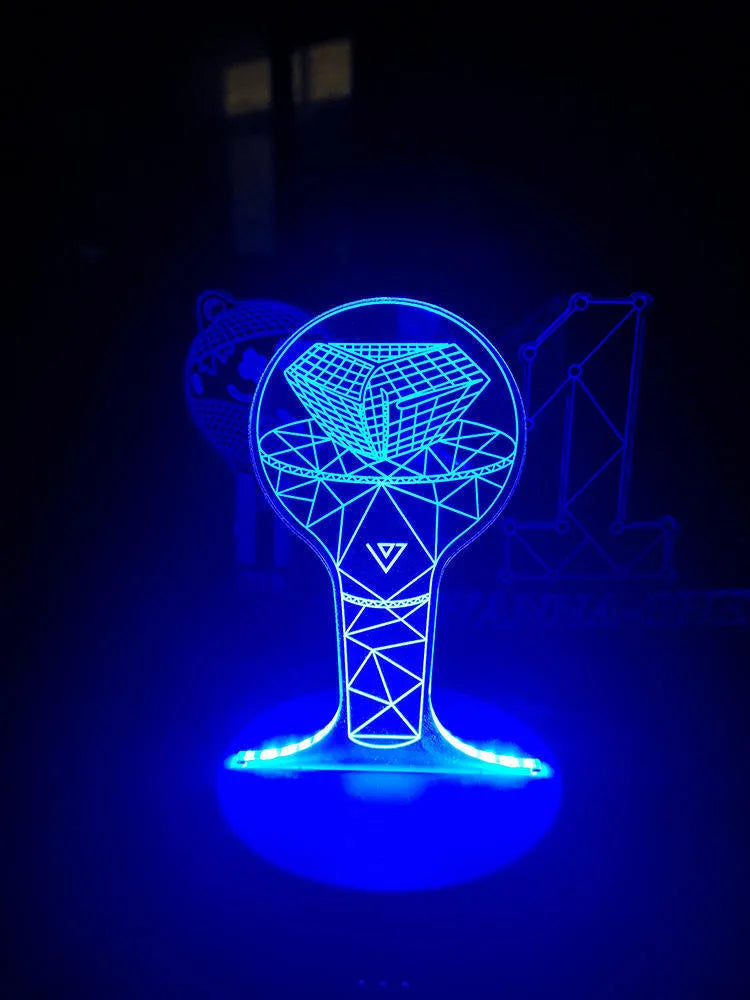 LED light-up acrylic display stand for BTS Tower Gem merchandise with clear base