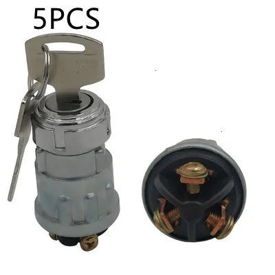 Copper automotive ignition switch and lock with key for truck and forklift repair.