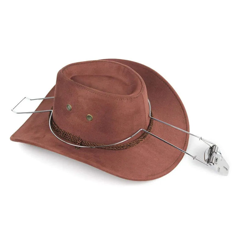Brown chrome-plated metal hat stand designed for installation inside a car.