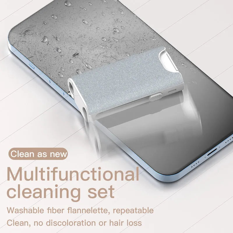 5-in-1 digital device cleaning kit with flocking sponge, brush, and metal tip for screens and earphones