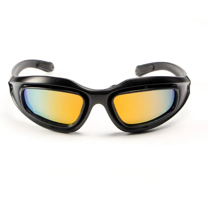 Polarised tactical cycling sunglasses with full-rim PC sports frame and night vision lenses