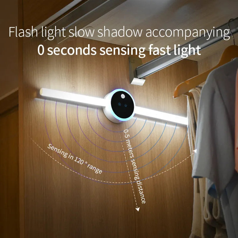 Smart cabinet light with clock, timer, and human body sensor, removable LED, 4000mAh battery