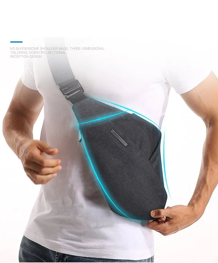 Digital storage canvas chest bag crossbody anti-theft package, dark gray right shoulder, business travel