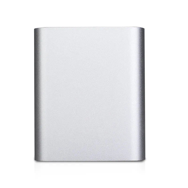Large-capacity 10400mAh power bank in silver with alloy shell
