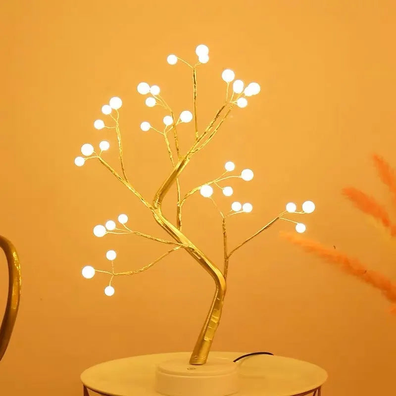 LED copper wire bedroom light with warm Nordic style, plastic body, and battery or USB power