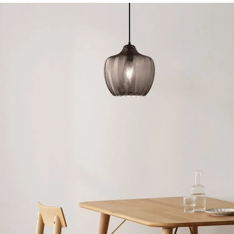 Single-head glass chandelier in cognac colour for stair or bedroom 220V light luxury style