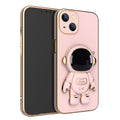 3D astronaut TPU phone case with electroplating bracket for iPhone 13 in grey