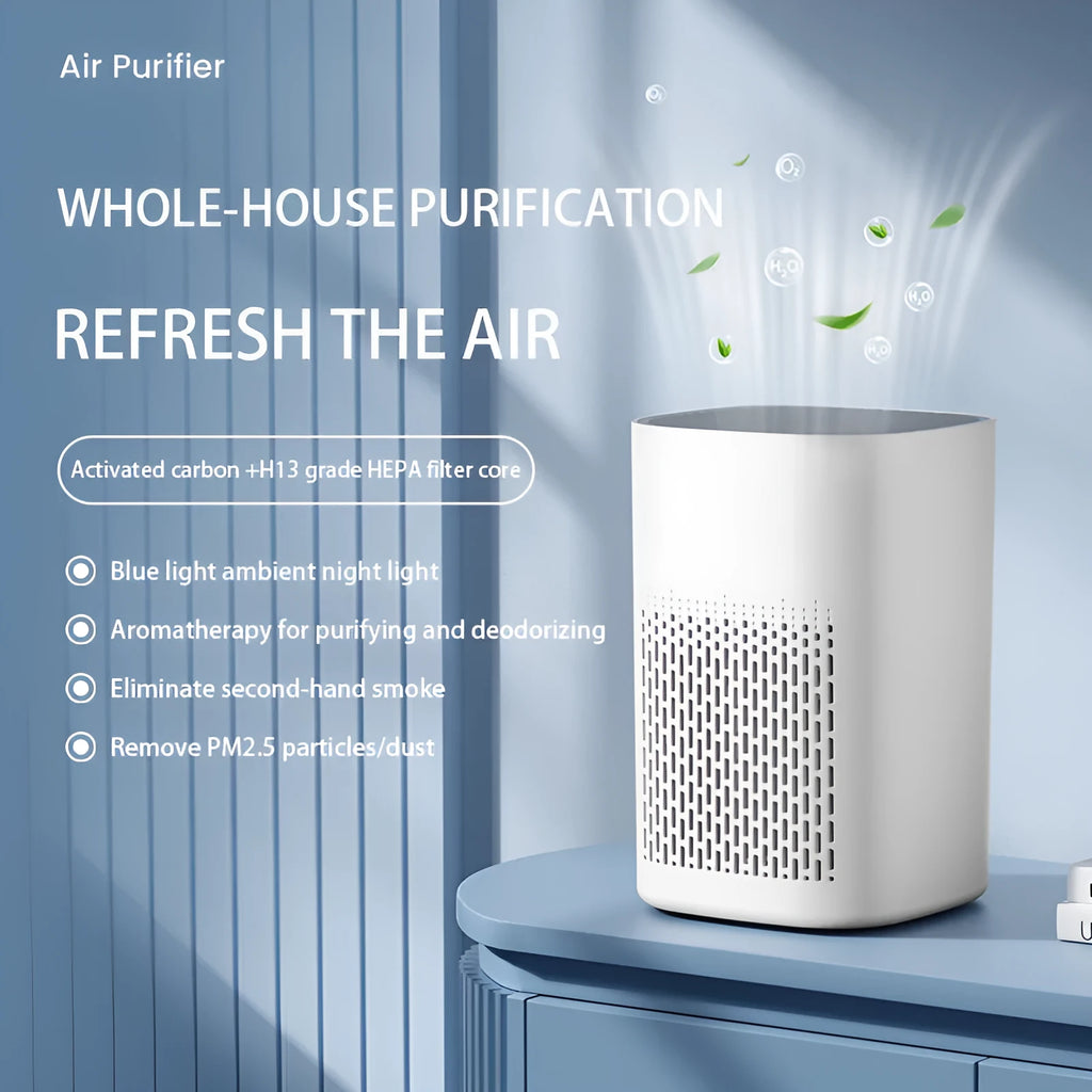 Simple style desktop air purifier unit with USB cable connection