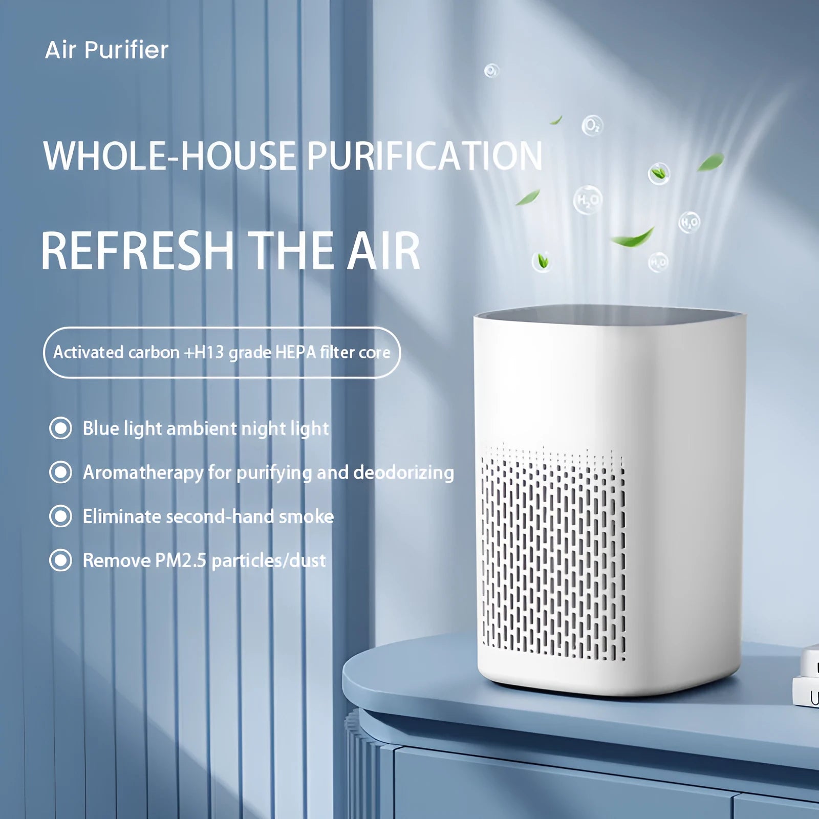 Simple style desktop air purifier unit with USB cable connection